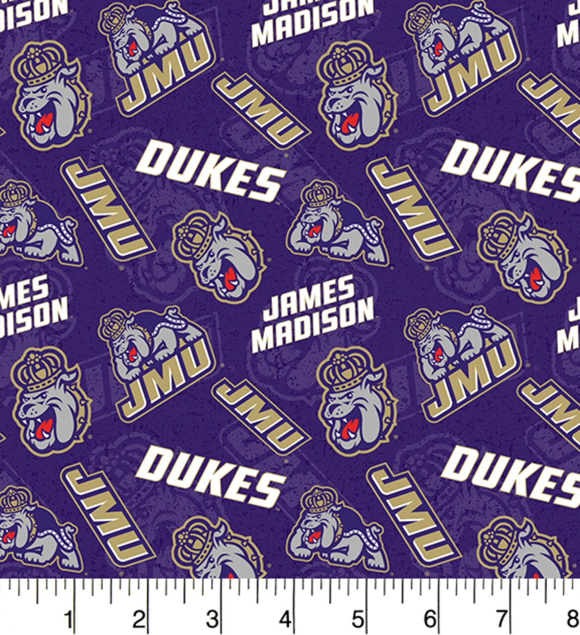 Sykel Enterprises-James Madison University Cotton Fabric-JMU Dukes Tone On Tone Cotton Quilting Fabric